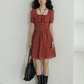 Square Neck Flower Mini Dress VAS0195