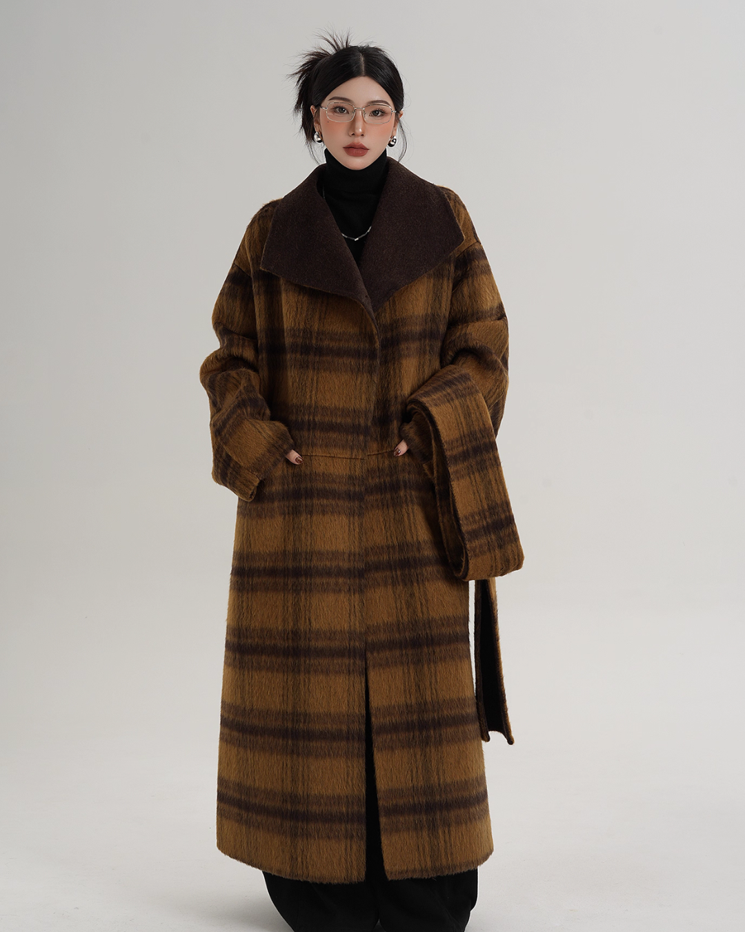 Plaid Long Wool Coat SRS0390