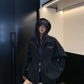 Labeled Button Double Zip Hoodie YLS1076