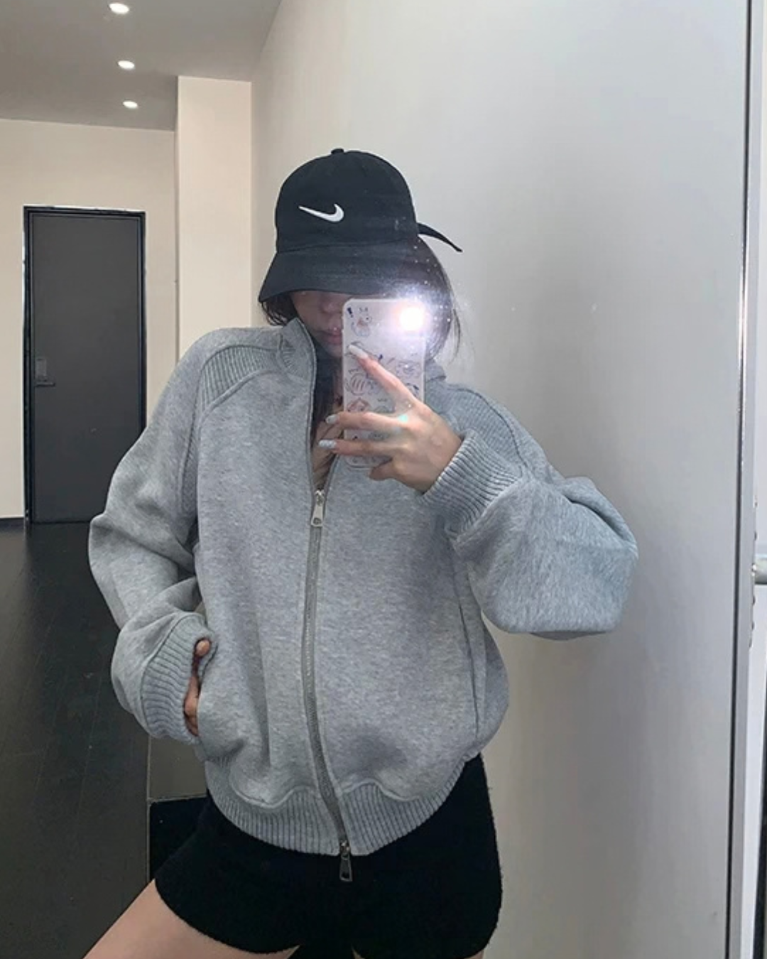 Rib-Knit Switch Zip-Up Blouson YLS1056