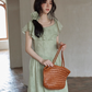 Frill Collar Green Long Dress SMS0012
