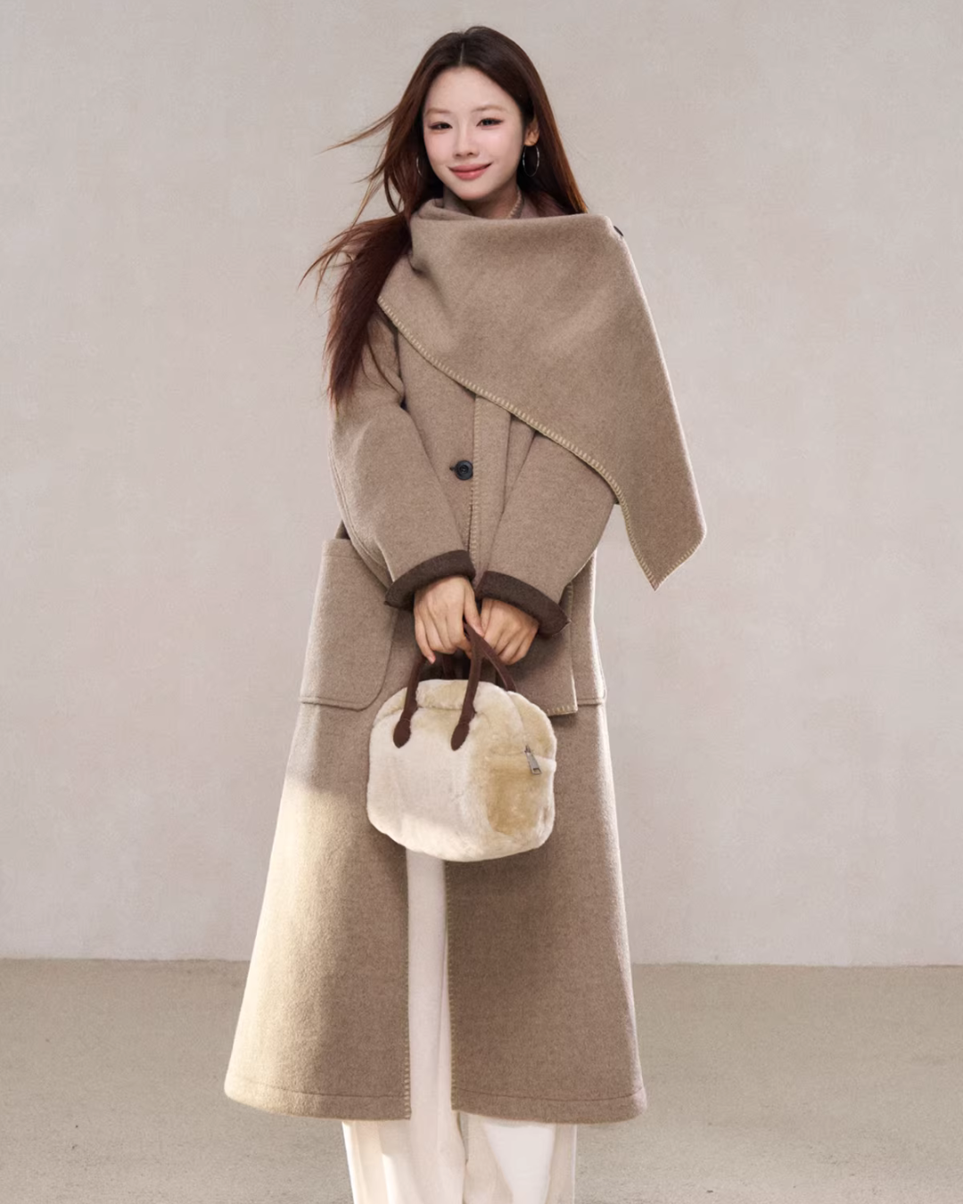 Scarf Collar Wool Coat WDB0004