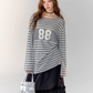 Number Logo Long Sleeve Top / Plaid Maxi Skirt  ASG0002