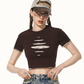 American Layered Style Cropped T-Shirt IMO0066