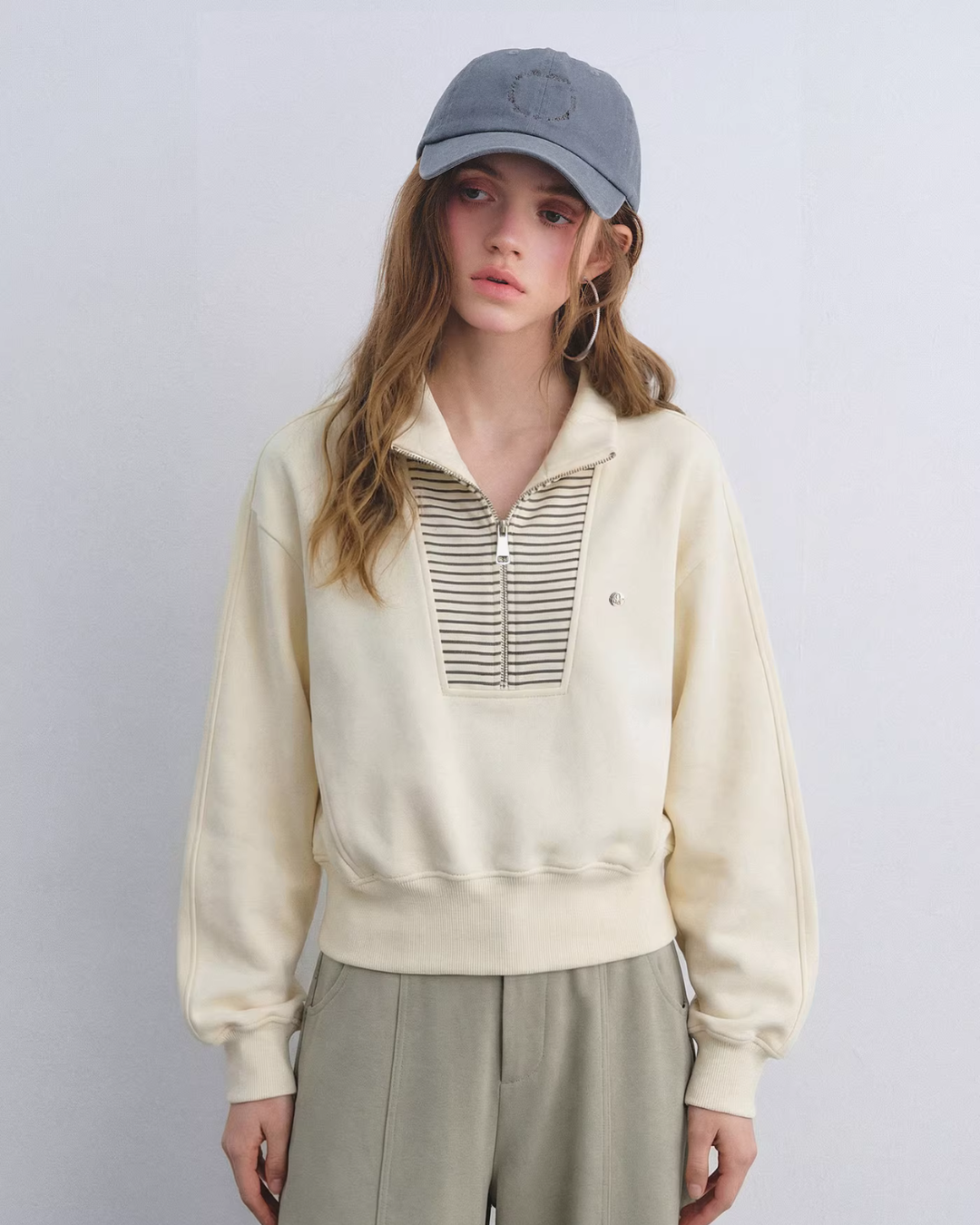 Striped Half-Zip Pullover Hoodie ASG0081
