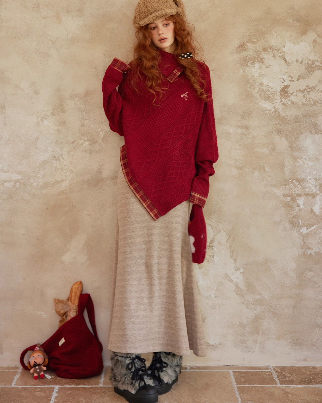 Cable Knit Poncho ASG0055