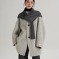 Hood Scarf Mid Length Wool Coat SRS0358