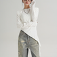 Asymmetry Crew Neck Tops SRS0331