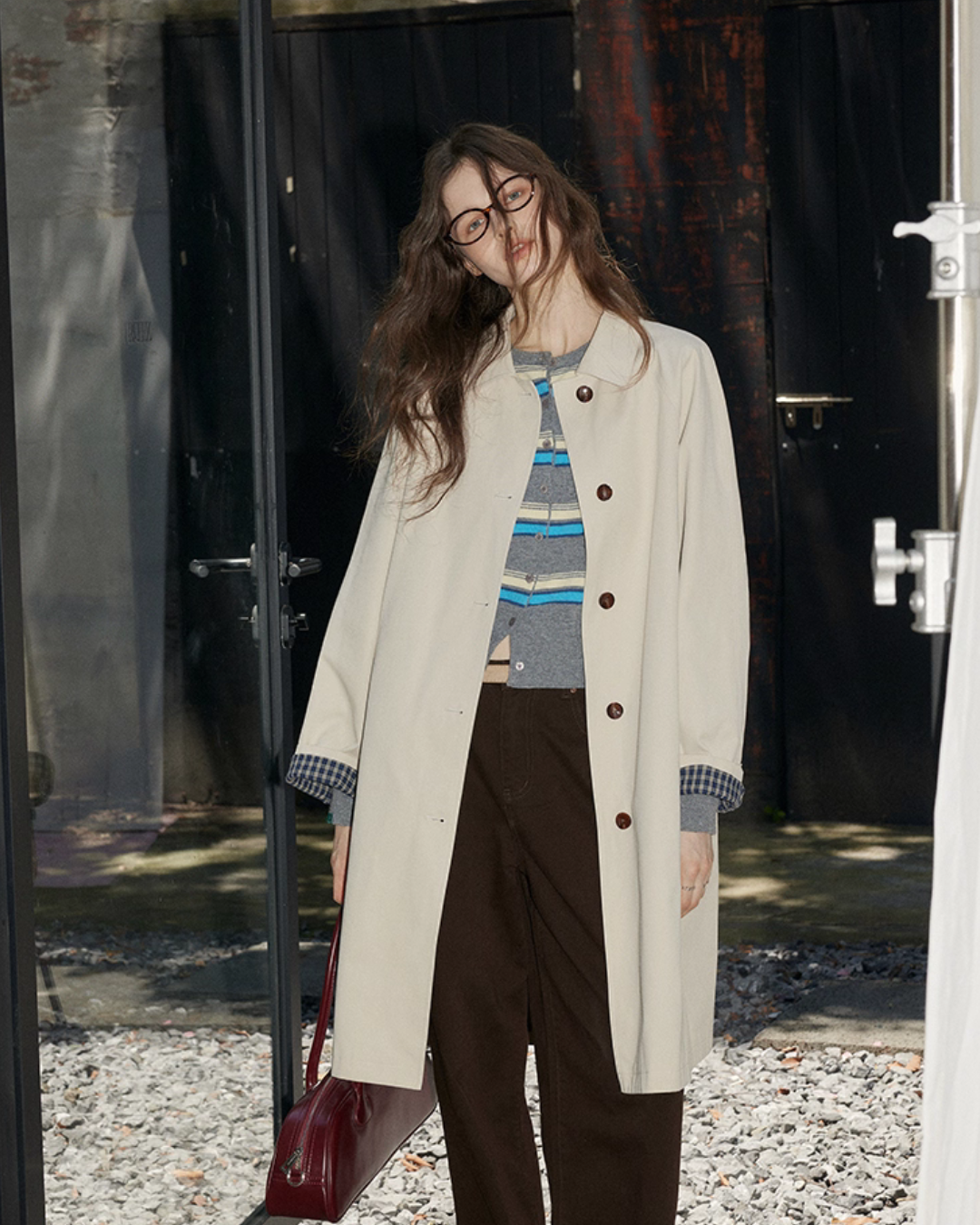 Paid Collar Long Coat RLZ0017
