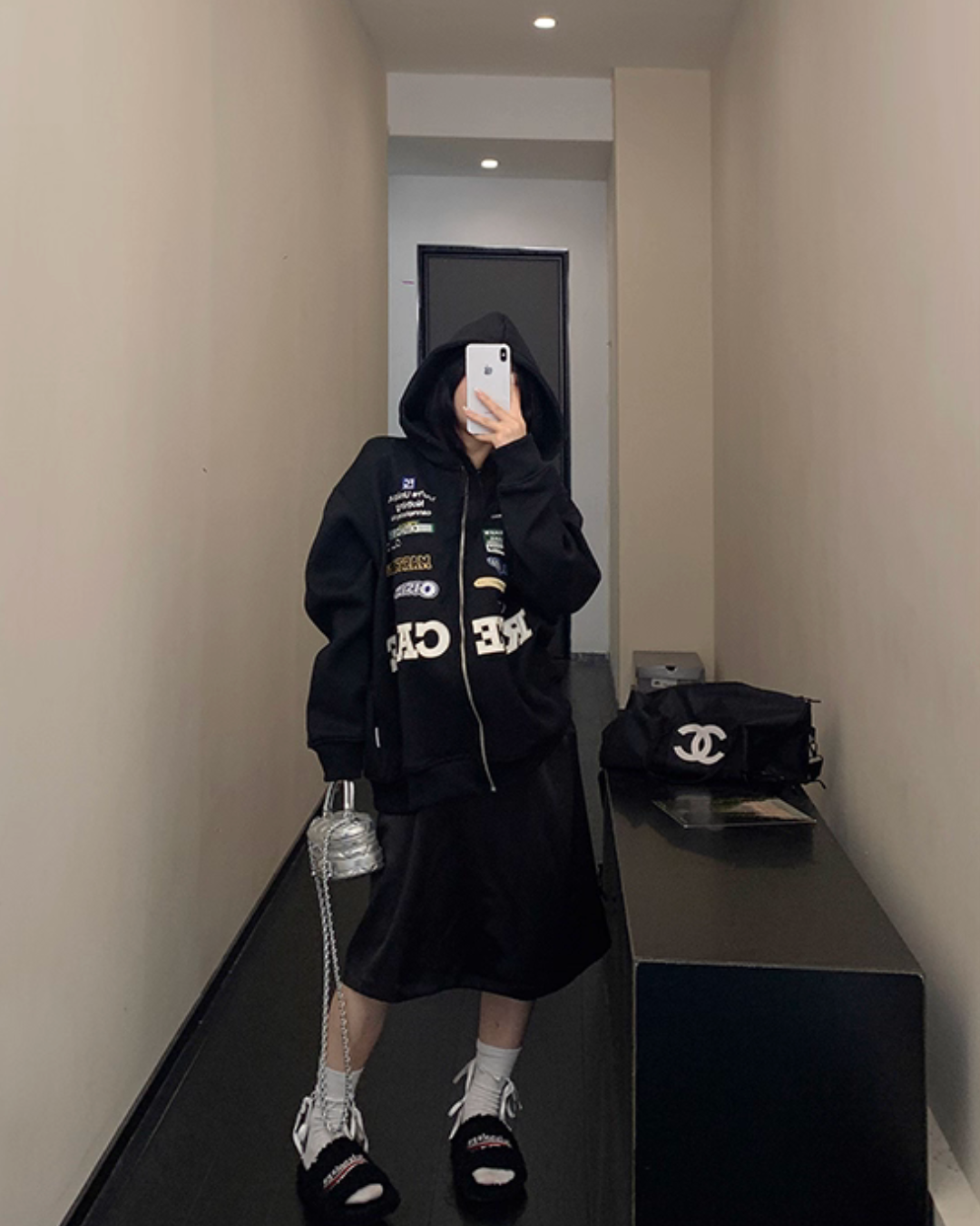 Patch Big Silhouette Zip Hoodie YLS0929