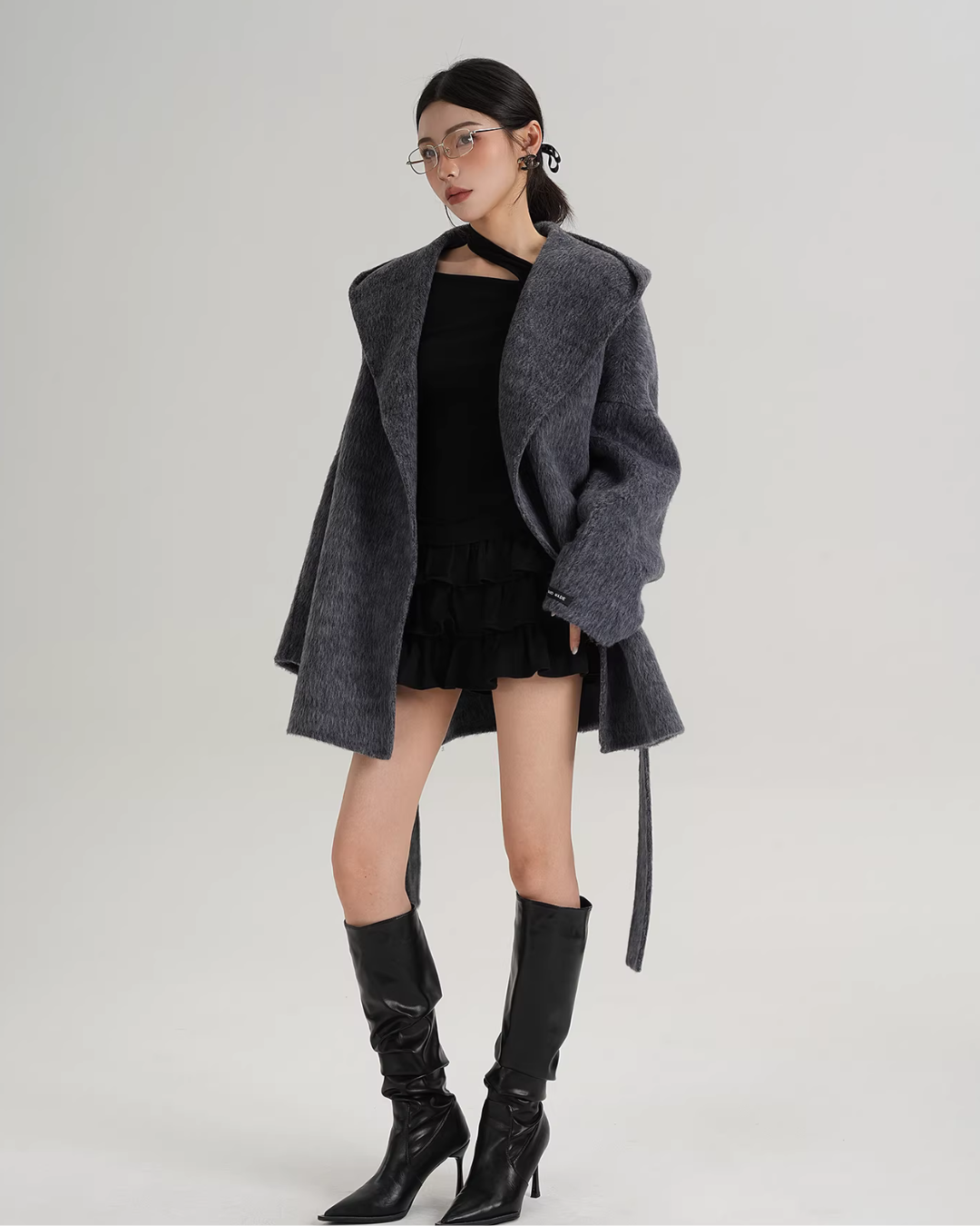 Open Collar Long Coat SRS0414