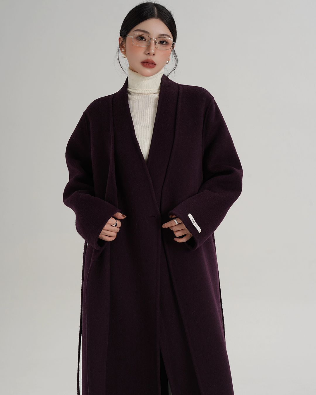 V-Neck Wool Long Coat SRS0387