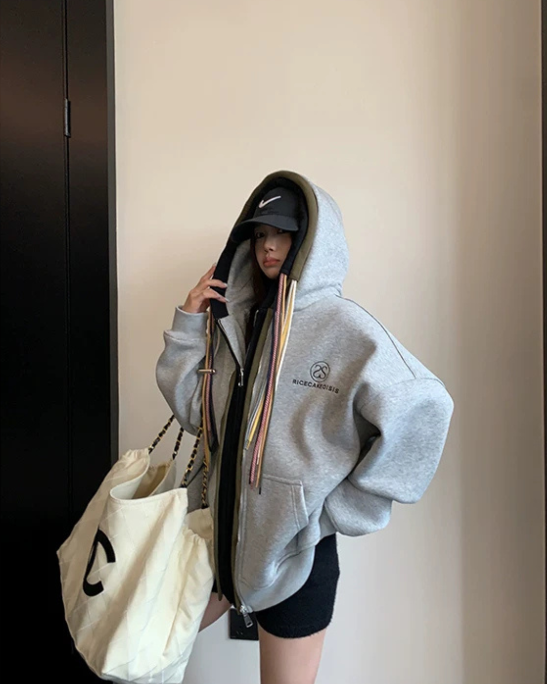 Colorful Drawcord Zip-Up Hoodie YLS1075