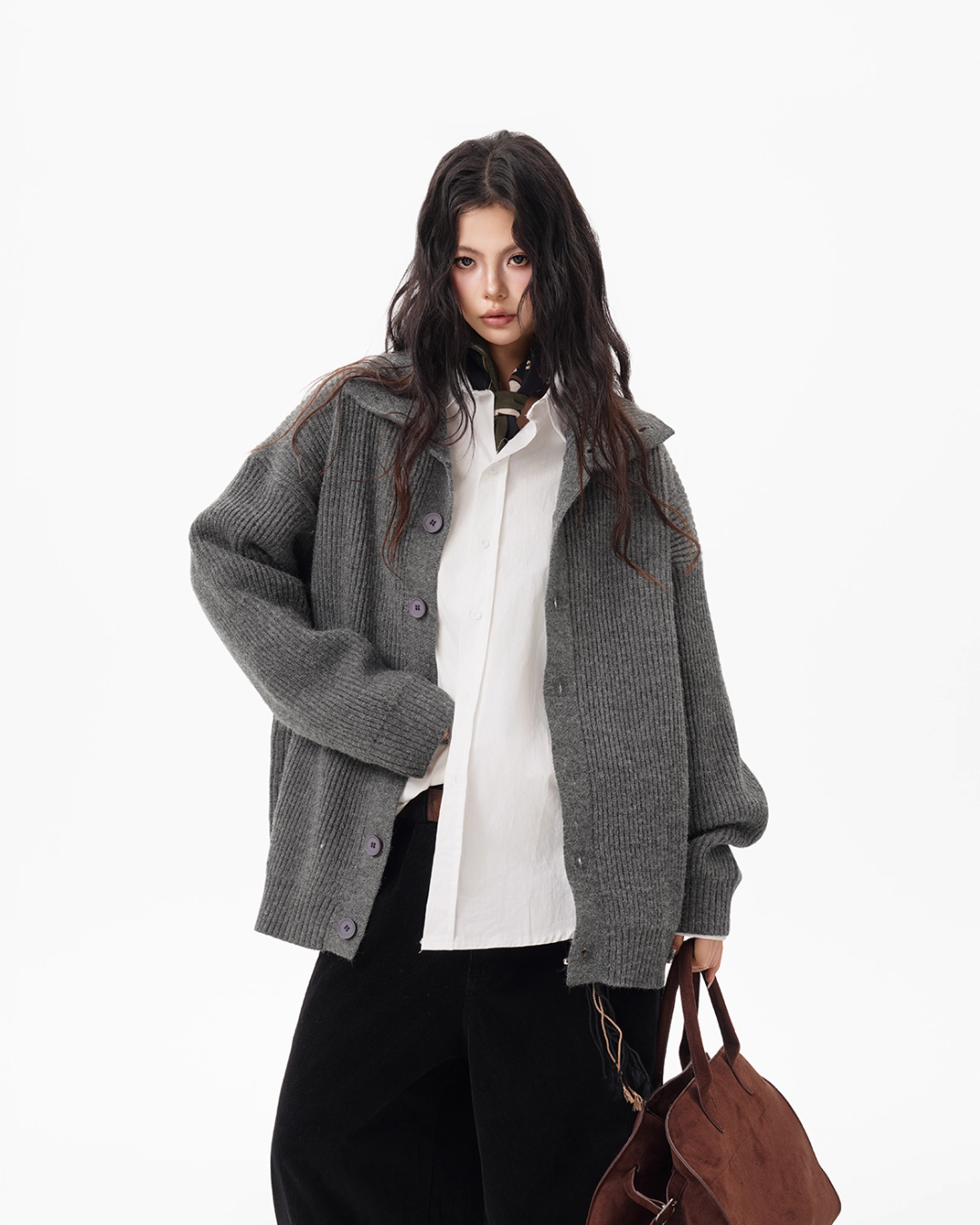 Stand Collar Knit Cardigan BWA0004