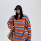Border Shaggy Knit Tops YLS0713