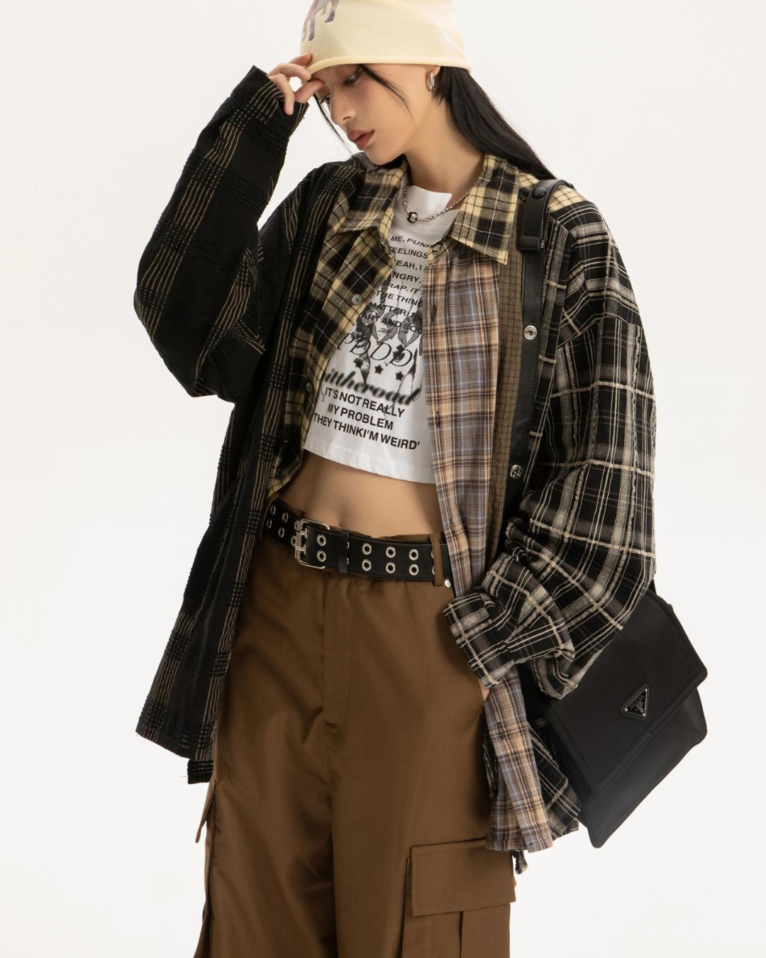 Vintage Plaid Big Shirt EZK0018