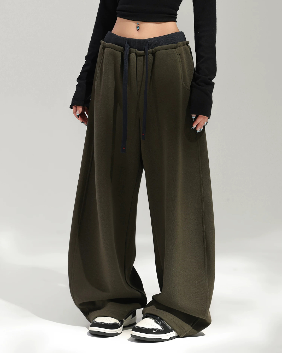 Layered Design Wide Sweatpants ACS0391