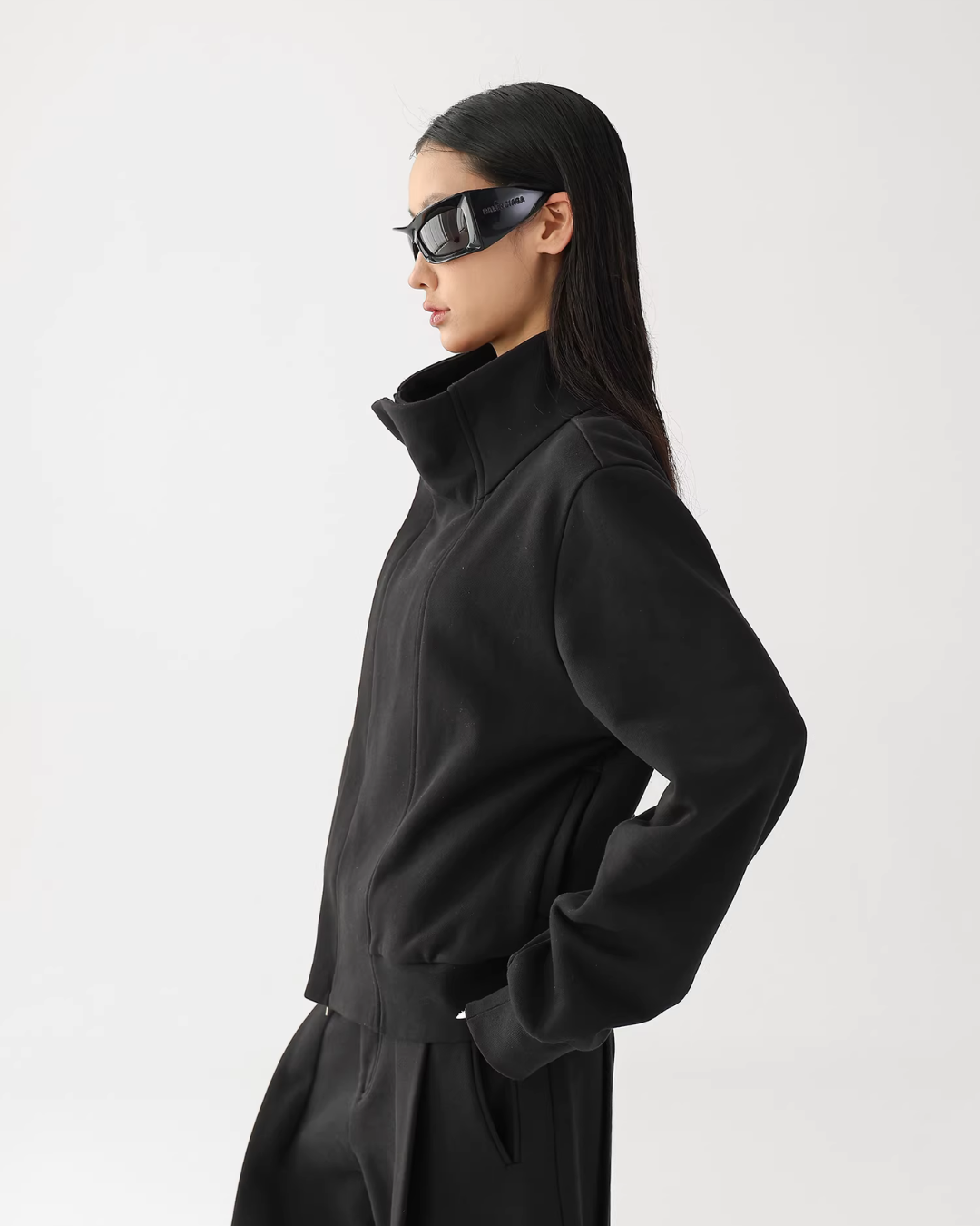 Stand Collar Cropped Jacket/Casual Wide Pants ACS0360