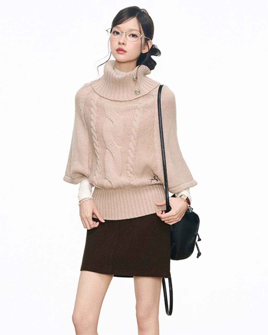 High-Neck Knit Top / Mini Skirt / Tight Long Dress / High-Neck Long Sleeve T-Shirt WEO0070