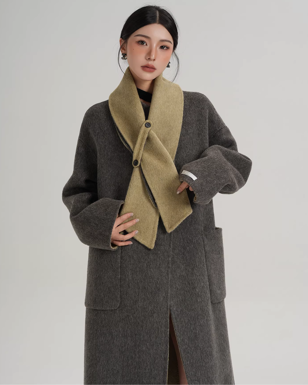 Scarf Collarless Coat SRS0412