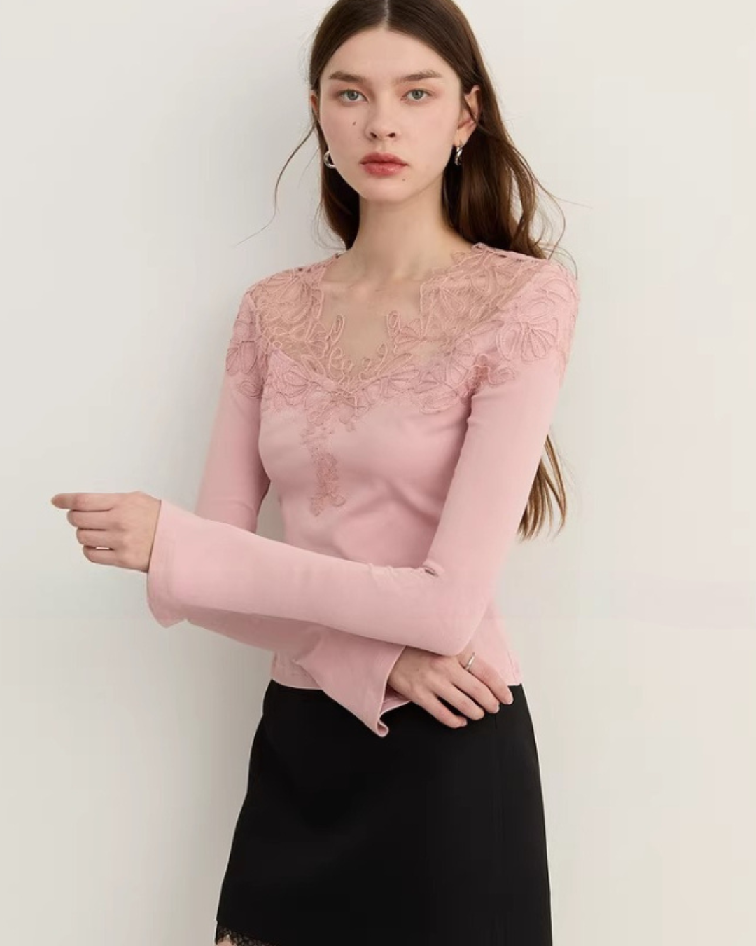 Lace French Long-Sleeve Dress DPY0080