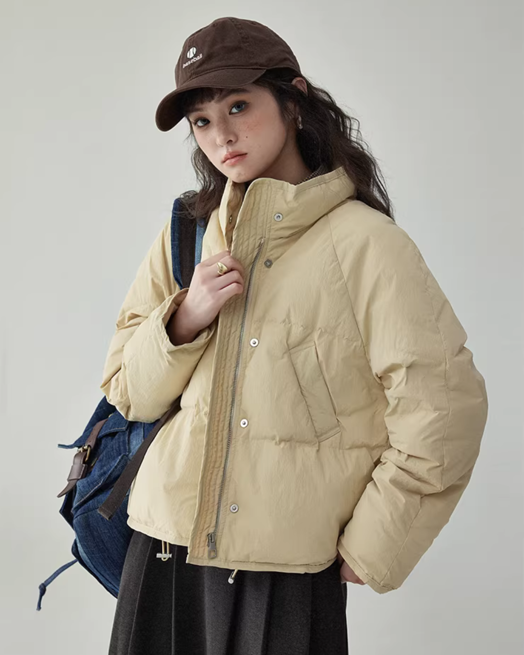 Stand Collar Short Down Jacket AMU0048