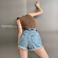 High Waisted Rolle Denim Shorts PPR0008