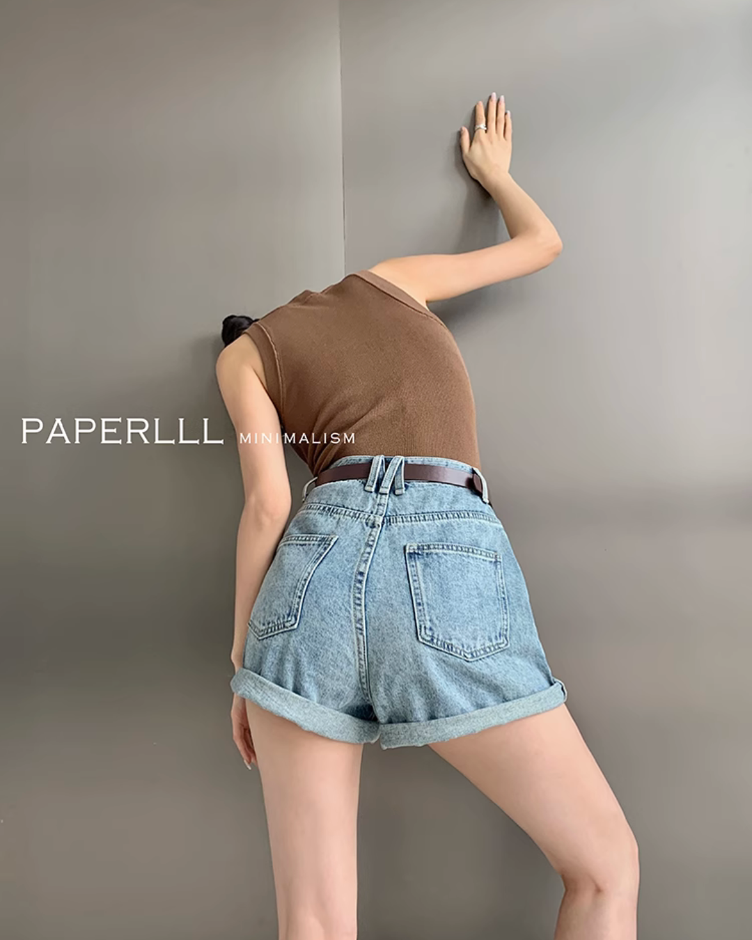 High Waisted Rolle Denim Shorts PPR0008