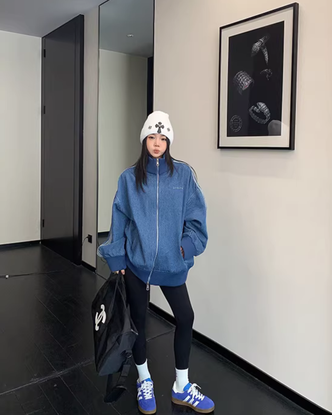 Sideline Denim Track Jacket YLS1017