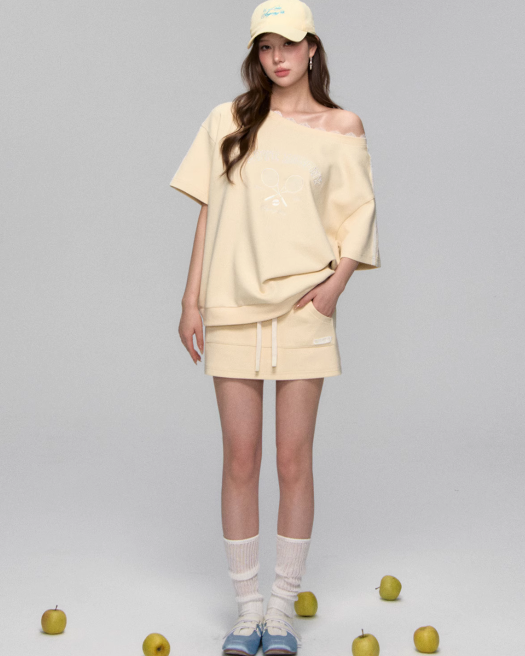 One Shoulder Sweat Top / Sweat Mini Skirt ASG0044
