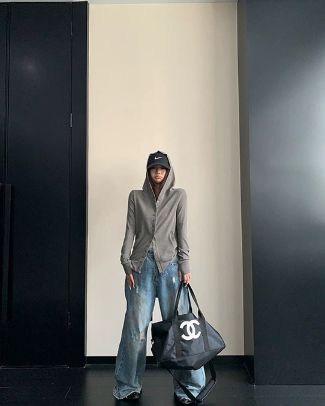 Snap Button Hooded Cardigan YLS1039