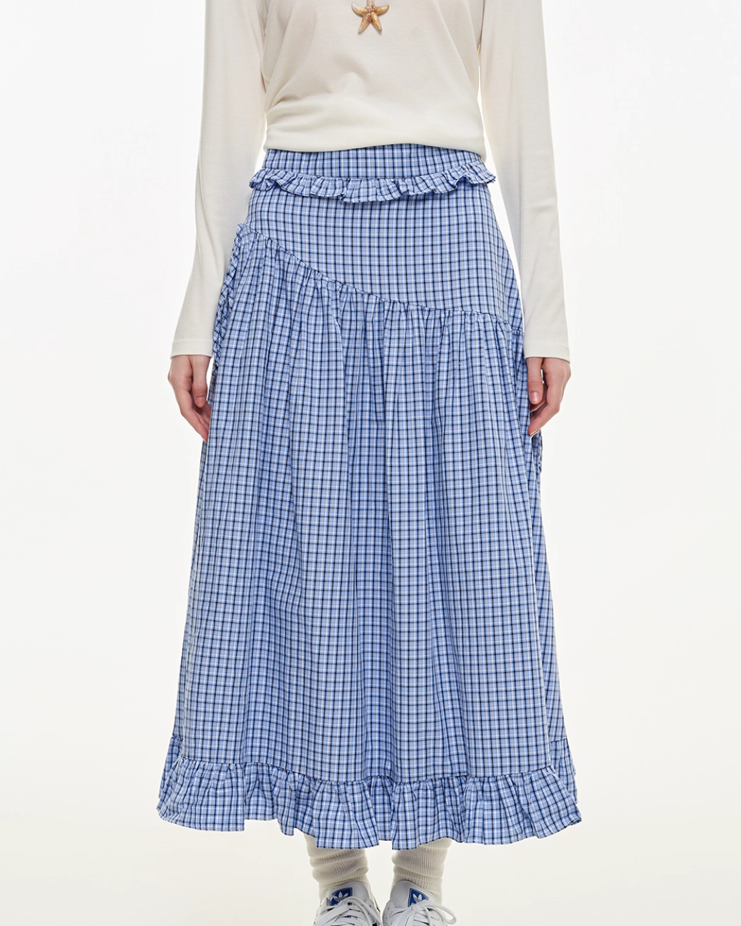 Retro Check Patchwork Jacket / A-Line Skirt MDB0011