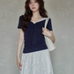 V-neck Navy Blue Dress SMS0025