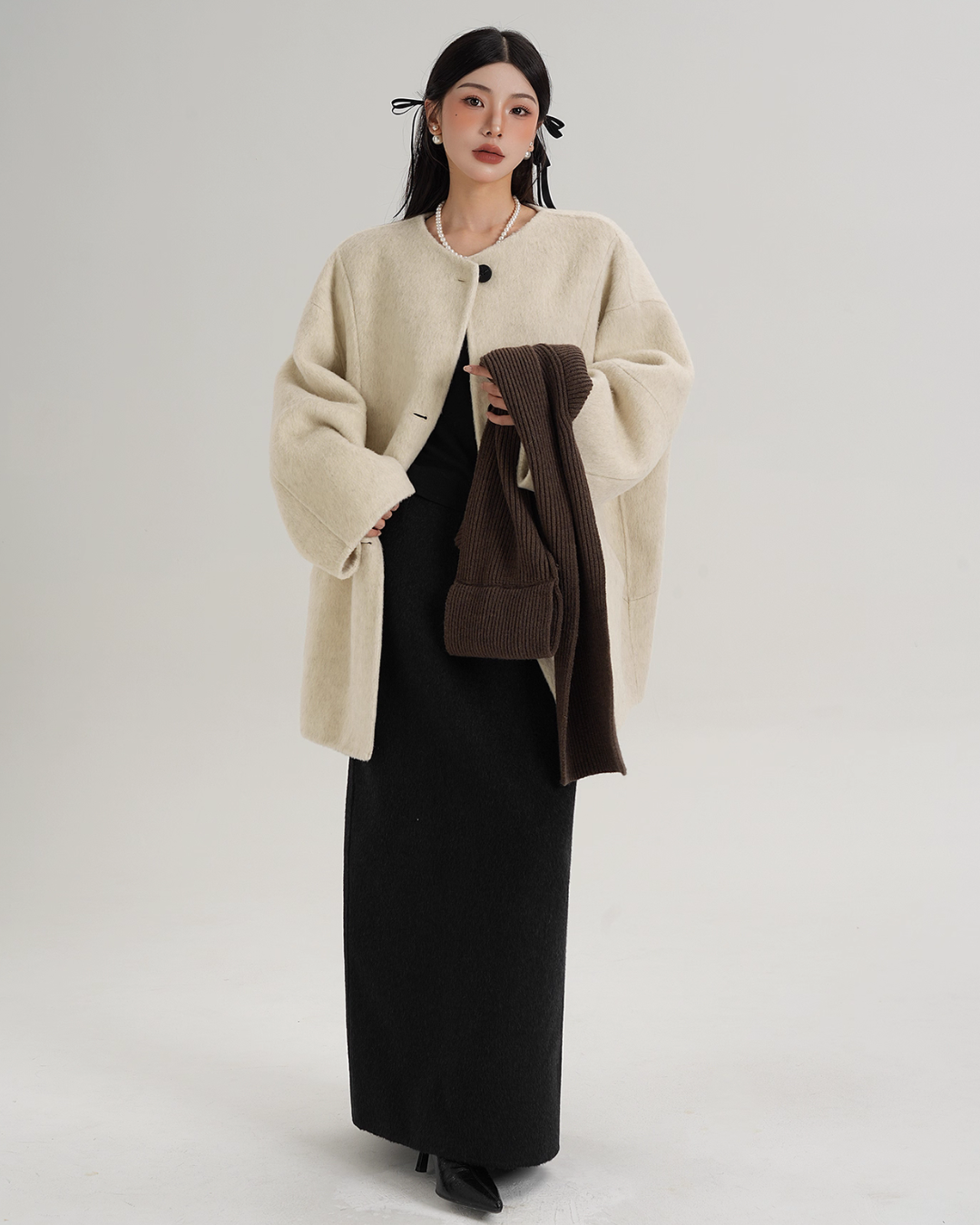 Scarf Design Wool Coat SRS0375