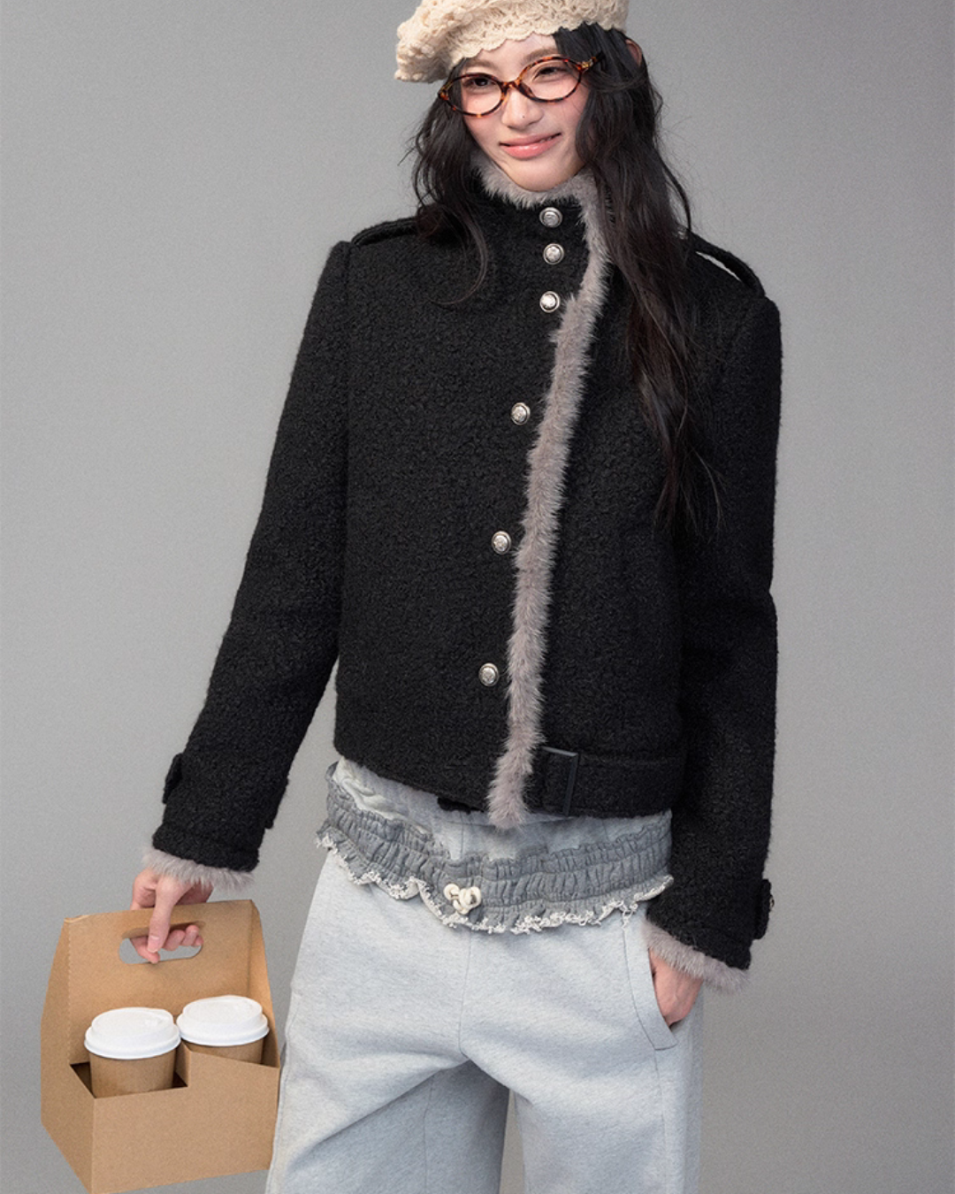 Stand Collar Wool Coat TRK0007