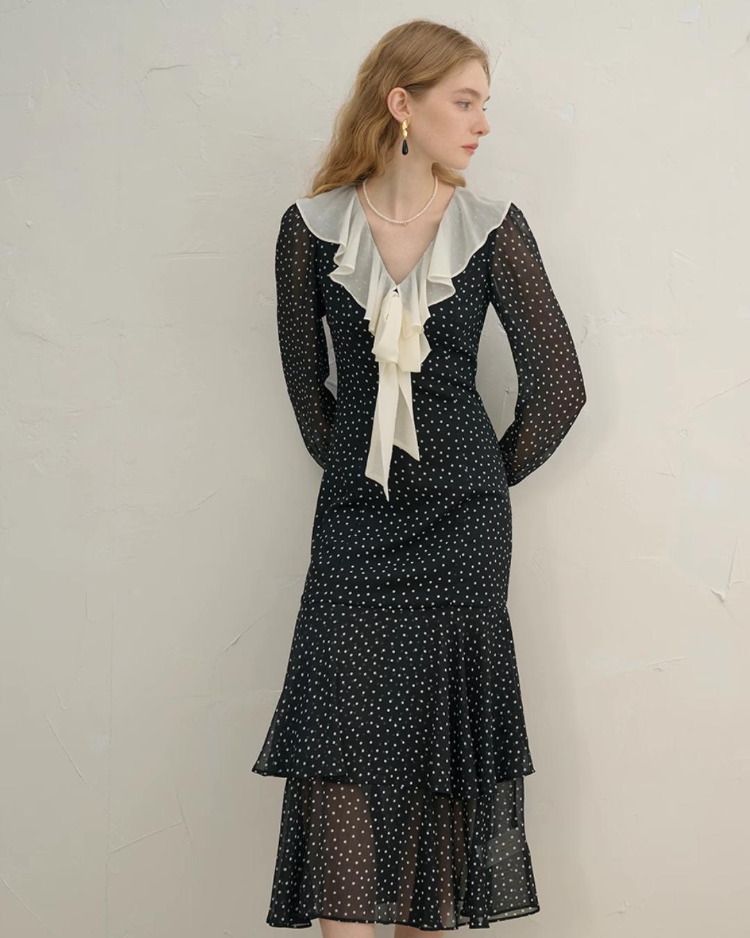 Dot Pattern Lace Dress SNT0011