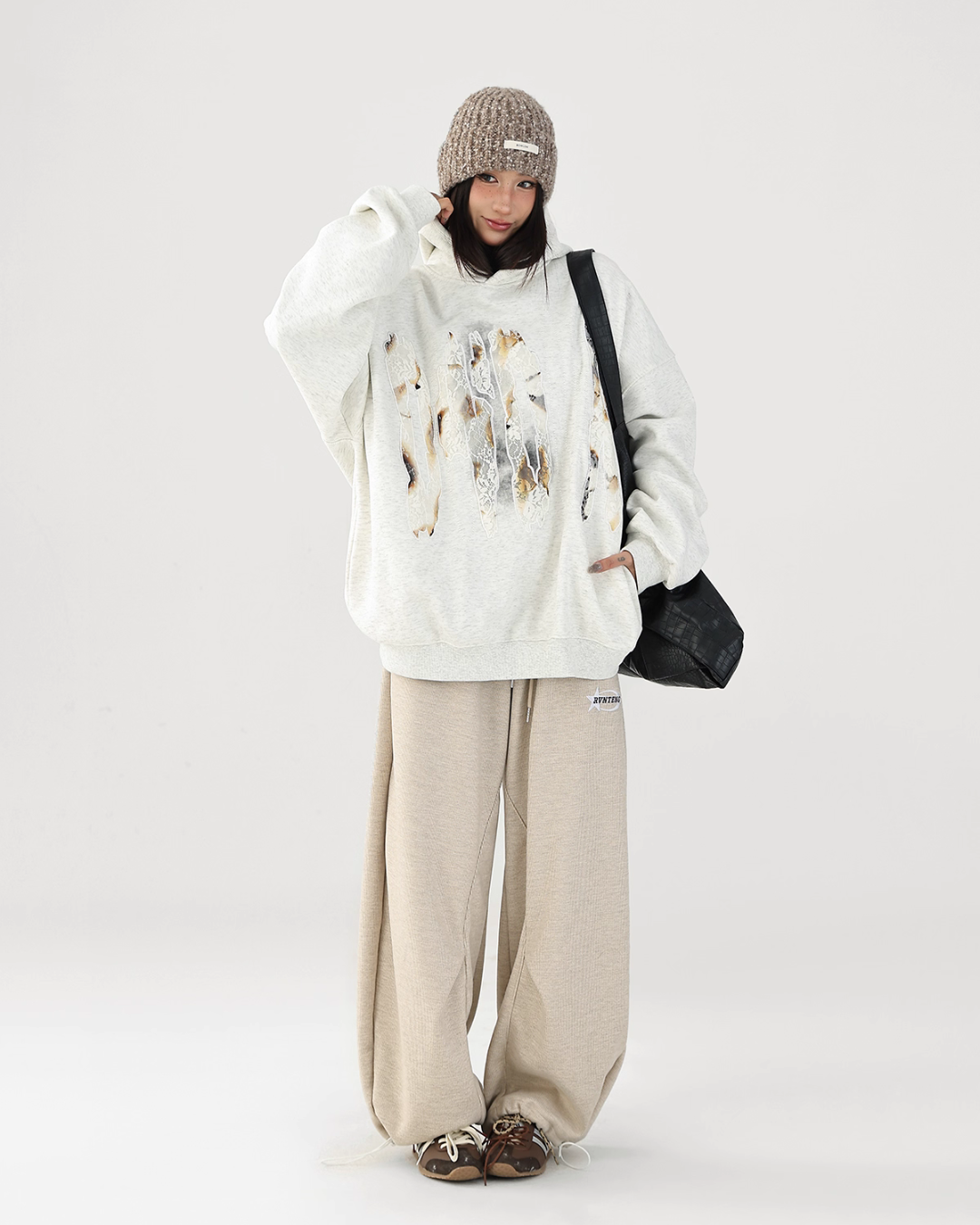 Lace Burnout Embroidered Hoodie ACS0342