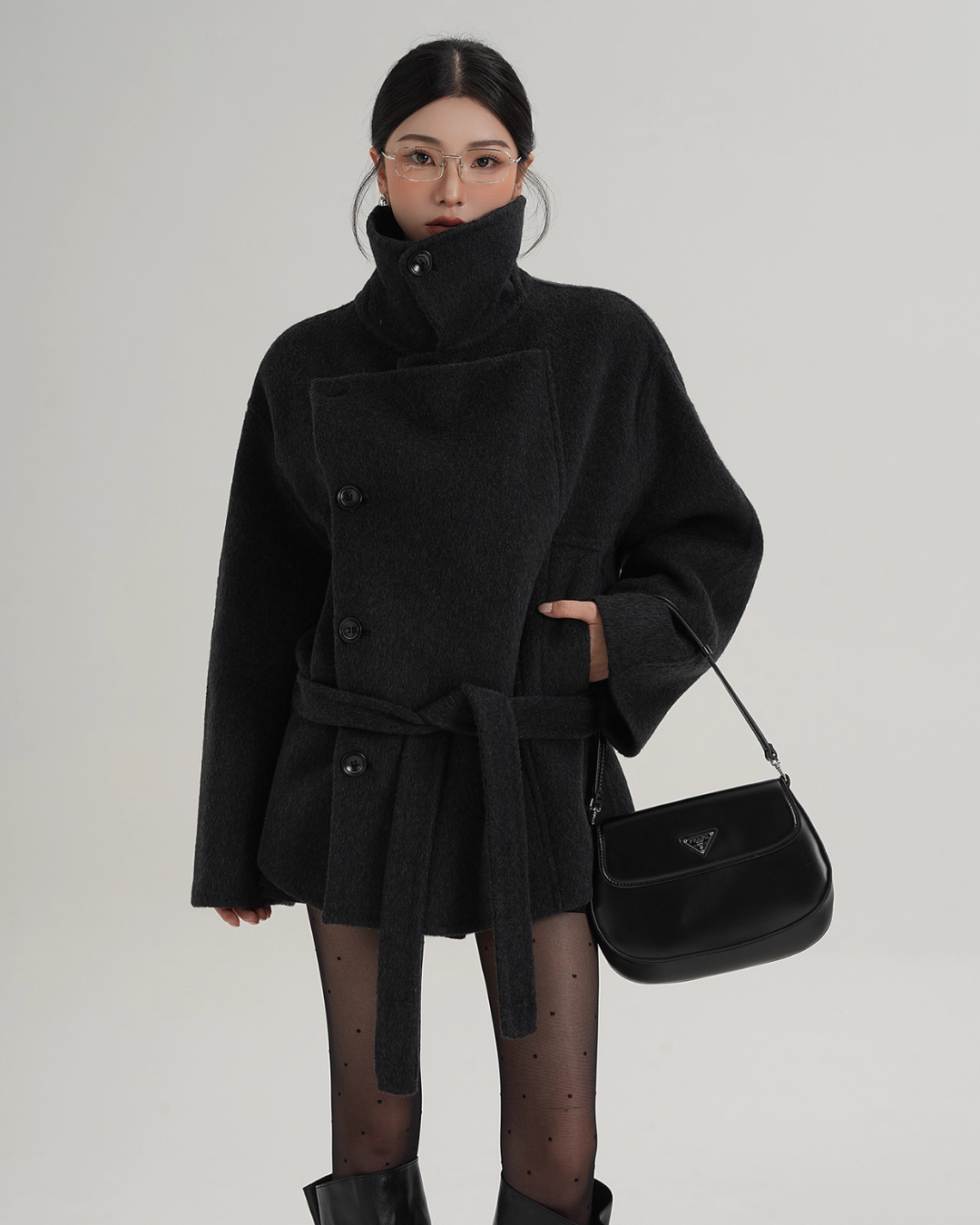 Stand Collar Wool Trench Coat SRS0376