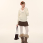 Fur Collar Cable Knit Top ASG0077