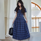 Checkered Long Flare Dress SMS0024