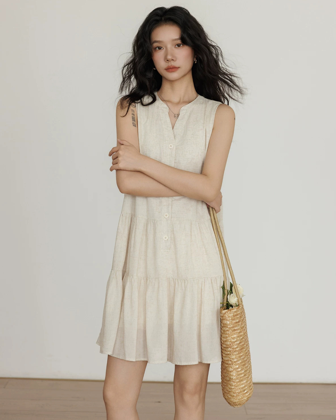 Sleeveless Tiered Mini Dress VAS0202