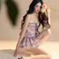 French Purple Frill Dress LAS0021