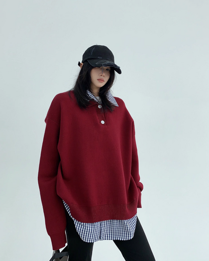 Polo Neck Layered Knit YLS0674