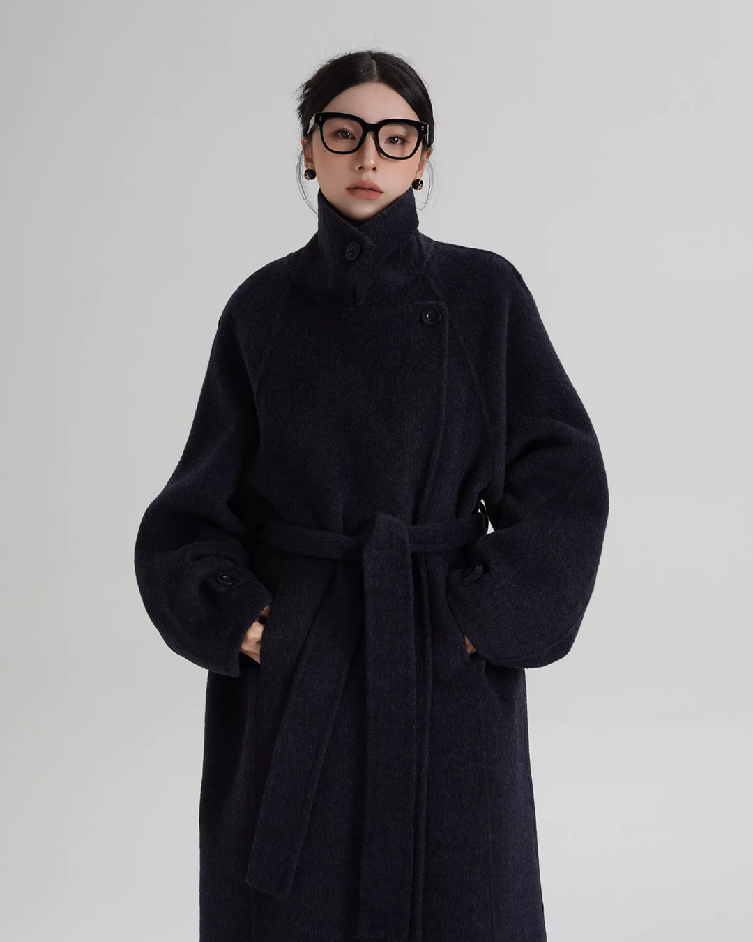 Stand Collar Long Loose Wool Coat SRS0361
