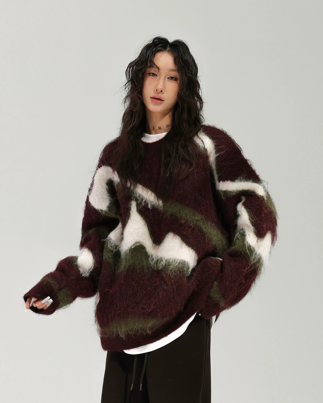 Mohair Jacquard Knit Sweater ACS0387