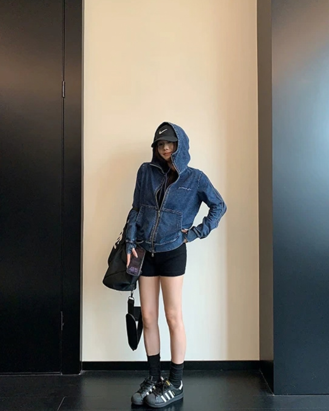 Denim Zip-Up Hoodie YLS1041