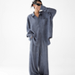 Dark Blue Drape Shirt / Waide Long Pants  ACS0264