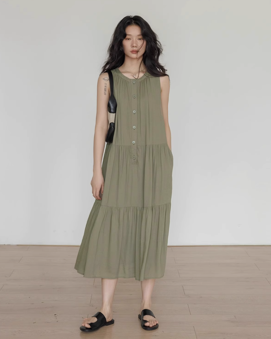 Tiered Gathered Long Dress VAS0119