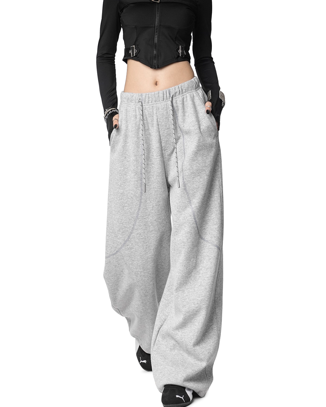 Color Contrast Stitch Sweat Pants ICM0105