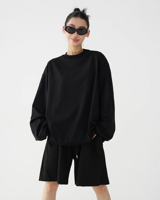 Loose Silhouette Long Sleeve Top / Wide Half Pants ACS0249